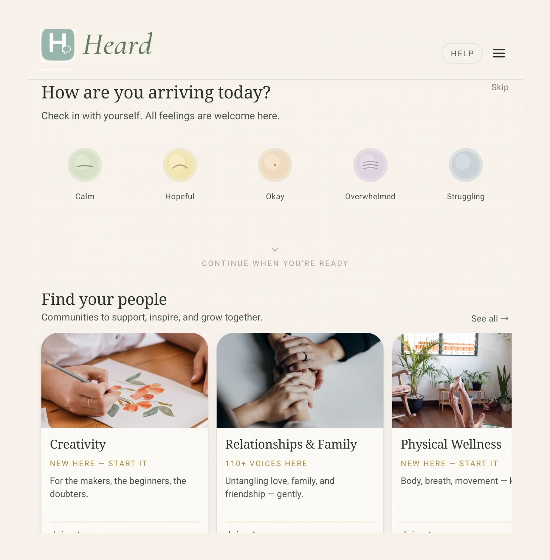 Check in with how you're feeling, then find your people
